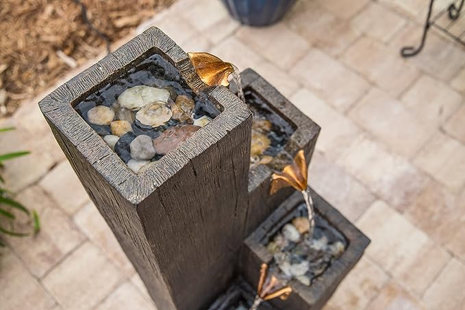 Kenroy Home 51017WDG Lincoln Outdoor Water Fountain, Dark Wood Grain, Small