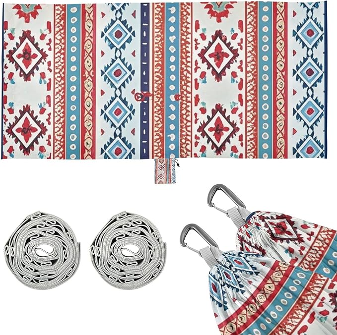 Boho Red and Blue Vintagexture 330lb Capacity Camping Hammock Cloth Hammock for Patio Backyard Lounge Base hamaca para Camping 0 a 24 Meses
