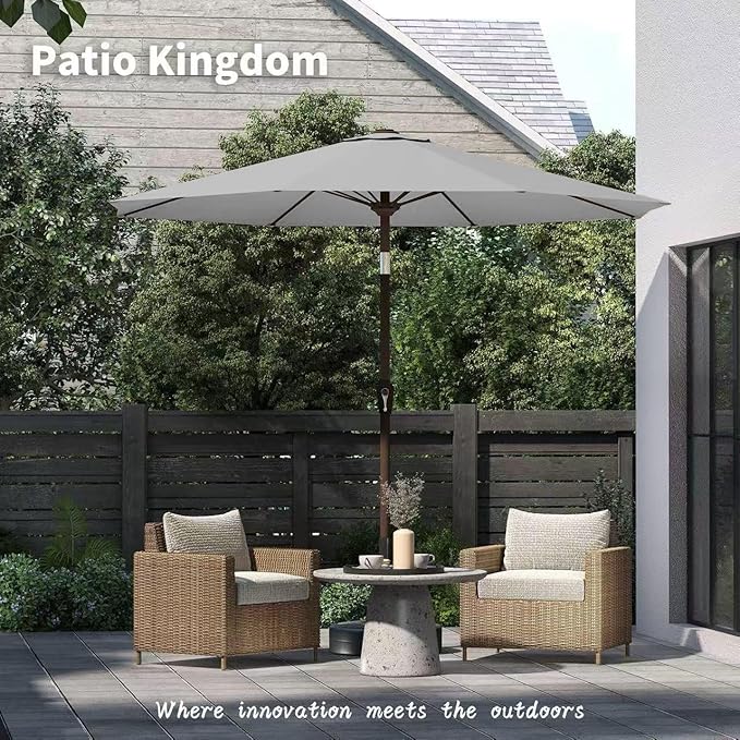 PatioKingdom 11FT Patio Umbrella,Outdoor Umbrella with Push Button Tilt and Crank,Market Table Umbrella with 8 Sturdy Fiberglass Ribs UV Protection