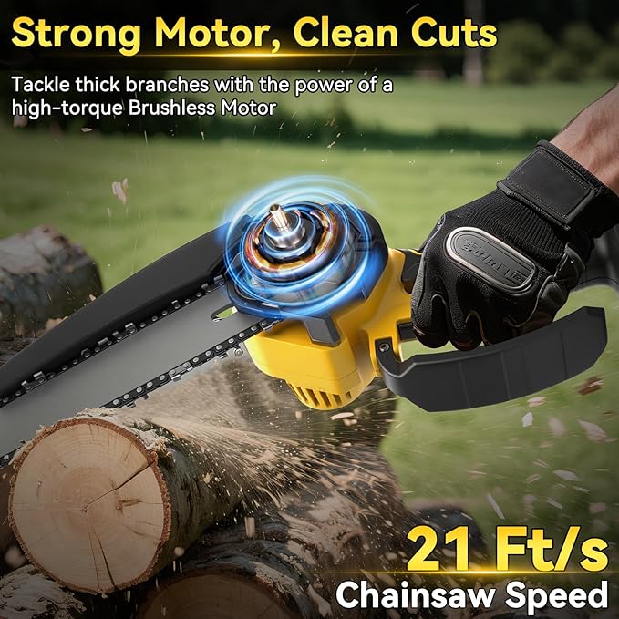 2 in 1 Electric Pole Saw 8 Inch Mini Cordless Chainsaw Compatible for Dewalt 20V Battery with 2.5M Telescope, Brushless Chainsaw for Pruning Branches Garden Maintenance (No Battery)