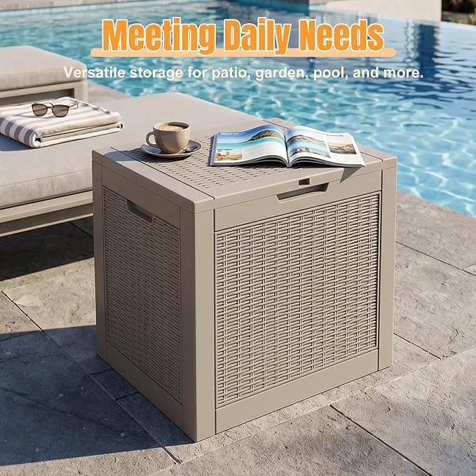 Outdoor Storage Box,38 Gallon Resin Deck Box,Waterproof & UV Resistant Lockable Package Delivery Bin,Toy Cabinet for Indoor & Outdoor