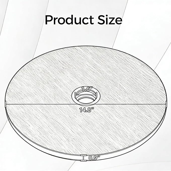 Outdoor Umbrella Table Top, 15'' Outdoor Side Tables with Umbrella Hole, Adjustable Round Umbrella Table Tray for Patio, Garden, Balcony, Pool, Black(2pcs)