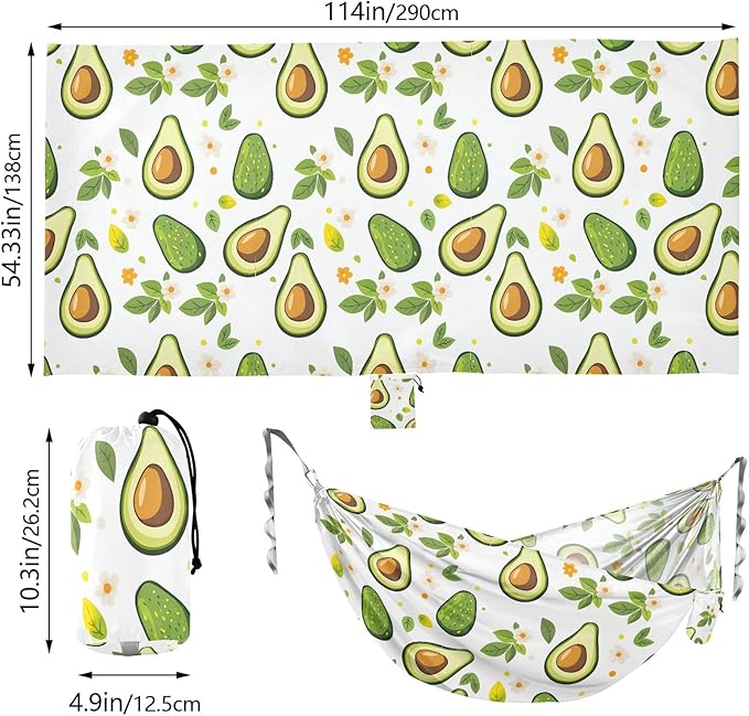 Camping Hammock Outdoor Hammocks for Outside Avocado Cute Korean Beach Trees Portable Lightweight with Pockets Tree Straps Indoor Small