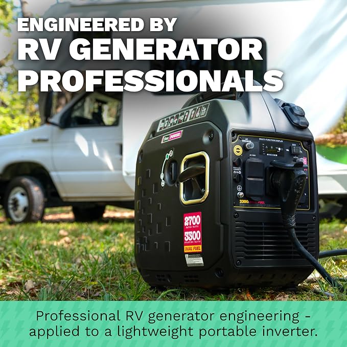 RVMP Flex Power 3300W Portable Inverter Generator - Engineered by RV Generator Professionals, 30 Amp Ready