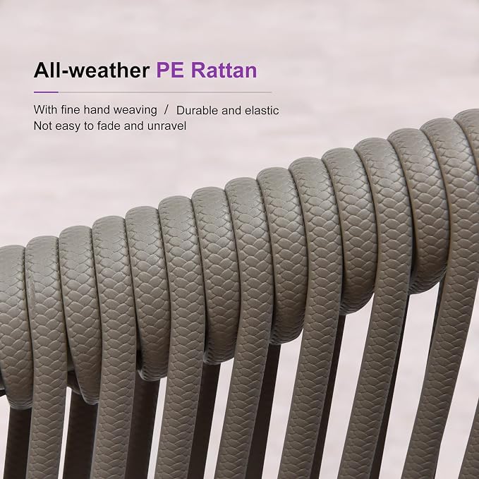 PURPLE LEAF 9 Pieces Outdoor Dining Set Patio Table and Chairs Set Aluminum Rattan Wicker Patio Furniture Set for Lawn Backyard Deck Grey with Counter Stools