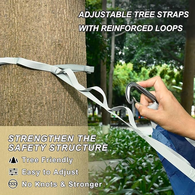 Blue Gradient 330lb Capacity Hammocks with Tree Straps Cloth Hammock for Camping Travel Accessories Base para poner hamaca