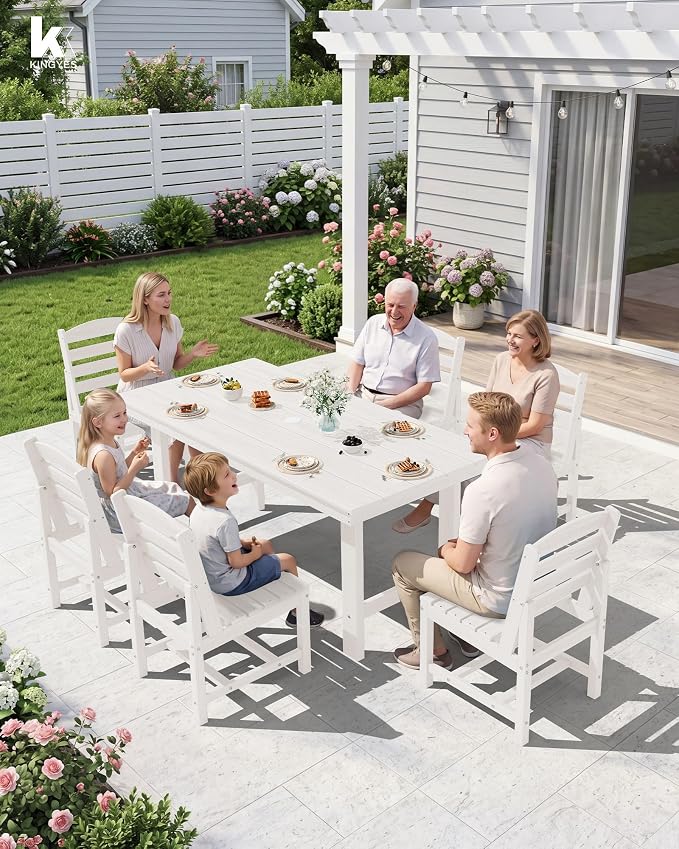 KINGYES Patio Armless Dinning Chairs Set of 2, HDPE All-Weather Outdoor Patio Chairs for Garden Backyard, White
