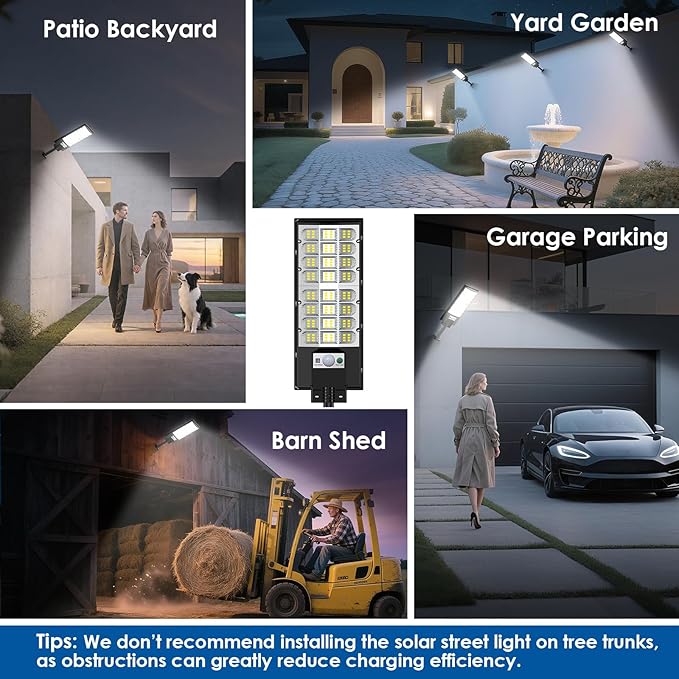 2-Pack Solar Street Lights Outdoor, 20000LM Waterproof LED Solar Flood Lights with Motion Sensor, 6500K Dusk to Dawn Solar-Powered Light Remote Control for Outside, Security Lights for Yard Driveway