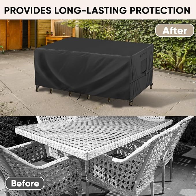 BALEINE Patio Furniture Covers, Outdoor Furniture Covers Waterproof, Heavy Duty Oxford Patio Table Cover for Outdoor Table, Chair, Sofa, Desk (Black, 74"L x 47"W x 28"H)