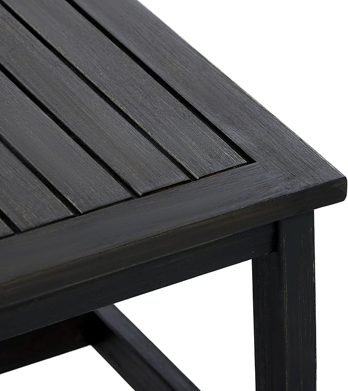 Christopher Knight Home Crew Acacia Wood Outdoor Loveseat and Coffee Table Set, 2 Piece Patio Furniture Set with Removable Cushion, Solid Wood Outdoor Conversation Set, Black+White