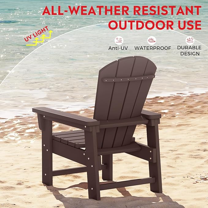 Costaelm Paradise Kids 5-Piece HDPE Outdoor Patio Round Dining Table and Chairs Set, Dark Brown