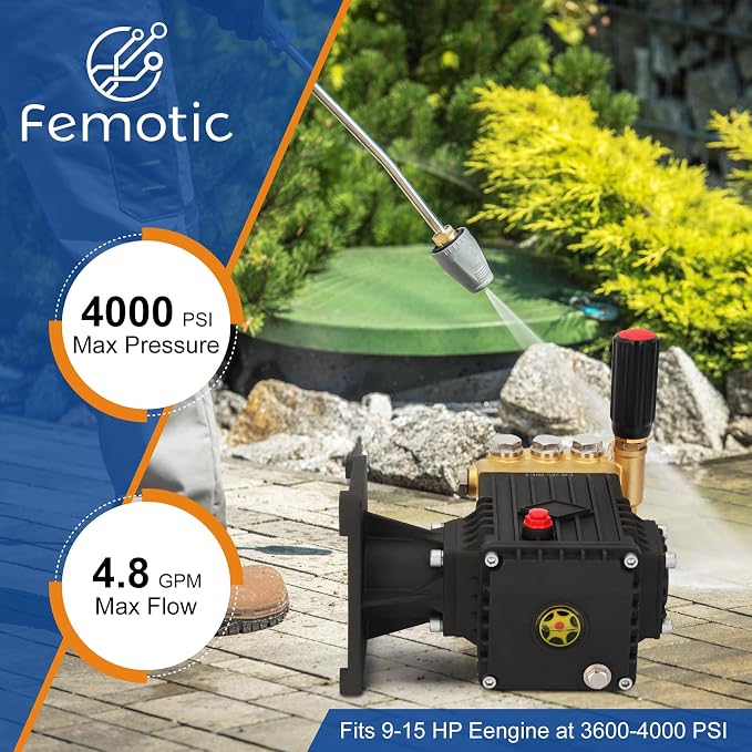 Pressure Washer Pump 1 Inch Shaft,Pressure Washer Pump 4400 psi,Power Washer Pump 4.8gpm 8-15 HP 22 Pounds Including Lubricant,Compatible with Simpson Honda Dewalt Troybilt