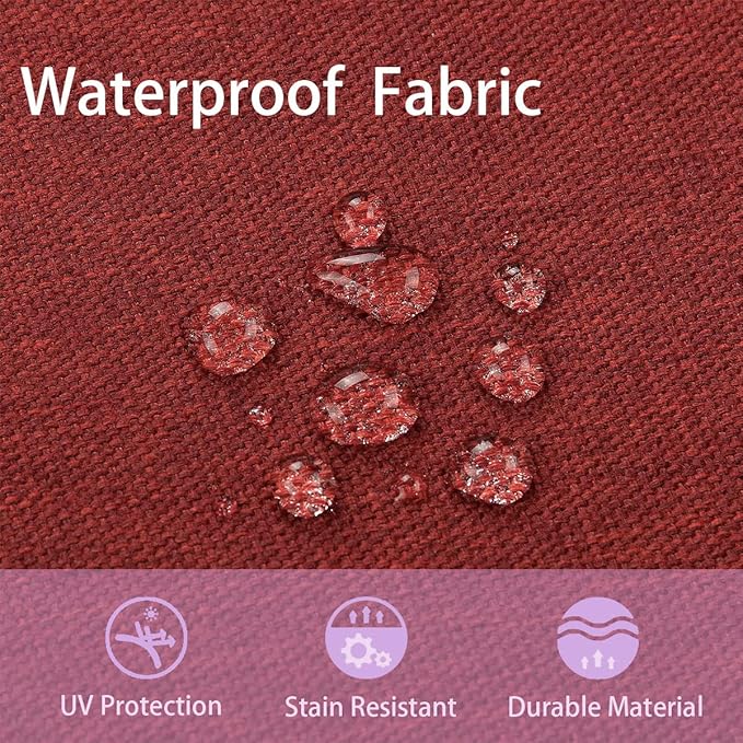 FUNHOME Outdoor Cushion Covers 24 x 24 x 4 inch,Set of 2,Non-Slip Grips Bottom,Replacement Cushion Covers for Garden Patio Furniture Couch Chair,Fade-Resistant Slipcover Only,No Insert(Dark Red)