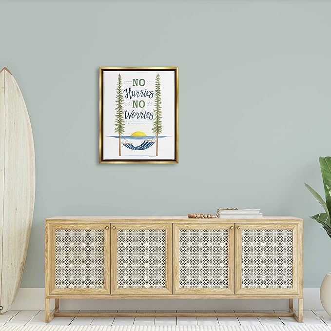 Stupell Industries No Hurries Worries Hammock Scene Floating Framed Wall Art, Design by Deb Strain