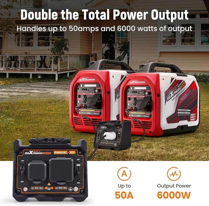 maXpeedingrods 4000 Watt Portable Inverter Generator, Bluetooth® App Remote Data Monitor, with Generator Parallel Kit with 120V 30A, 120V 50A Outlets and 50-Amp Circuit Breaker