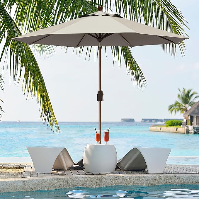 EliteShade USA 10-Year-Non-Fading 9Ft Market Patio Umbrella, UPF 50+ UV Protection Performance Sun Umbrella, Heavy Duty Commercial Grade Outdoor Table Umbrella with Crank & Tilt, Windproof Vented Top for Garden, Pool, Deck and Outdoor Playsets, Antique...