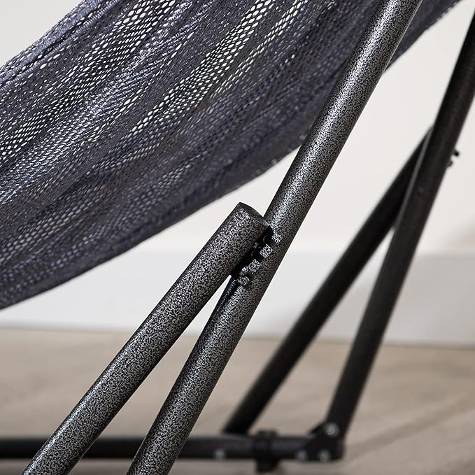 Best Home Fashion Hammock with Collapsible Steel Stand 450 lbs Capacity & Carrying Case, Portable & Adjustable, Perfect for Camping Beach Summer Patio, EZ Daze Foldable Hammock with Stand- Grey