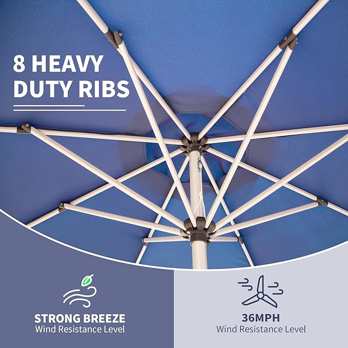 Domi 9FT Patio Umbrella, Outdoor Table Umbrella with Aluminum Pole, UV Protection Waterproof Market Sun Umbrella with Push Button Tilt and Crank for Garden, Deck, Backyard, Pool (Navy Blue)