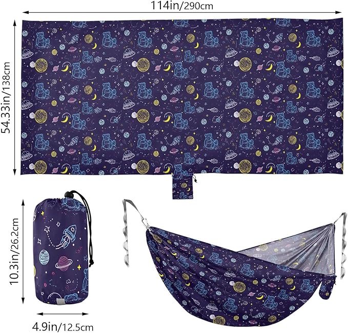 Camping Hammock Outdoor Hammocks for Outside Bear Space Cute Beach Trees Portable Lightweight with Pockets Tree Straps Indoor