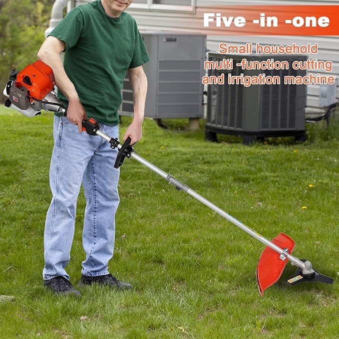 52CC 2-Cycle Gas Weed Wacker, 5 in 1 String Trimmer, 2025 Upgraded Weed Eater Gas Powered, 9500rpm High Power Gas Weed Eater, Brush Cutter Ship USA Fast Arrival