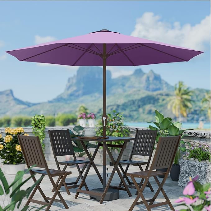 PatioKingdom 11FT Patio Umbrella,Outdoor Umbrella with Push Button Tilt and Crank,Market Table Umbrella with 8 Sturdy Fiberglass Ribs UV Protection