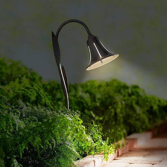 John Timberland Tulip 27" High Country Traditional Outdoor Landscape Path Lights Porch House Exterior Outside Set of 2 LED Bulb Weatherproof Black Dark Rust Finish Metal Front Door Patio Garage