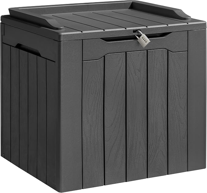 Homall 31 Gallon Resin Deck Box Waterproof Outdoor Storage Lockable Indoor Outdoor Organization and Storage Container for Patio Furniture Cushions, Garden Tools (Grey)
