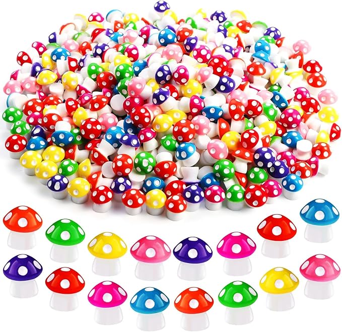 80P Mini Mushrooms, Tiny Resin Mushroom Figurines Small Little Resin in Bulk for Miniature Landscape Aquarium Potted Fairy Garden Home Decor Accessories Party Favors Gifts