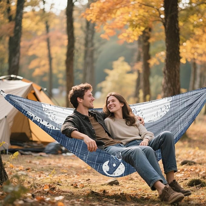 Round White Spots on A Denim Blue Background 330lb Capacity Camping Hammocks with Tree Straps Rope Hammock for Outside Patio Garden Base para poner hamaca