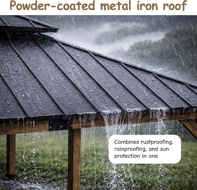 12' x 20' Hardtop Gazebo,Outdoor Cedar Wood Frame Permanent Pavilion with Double Galvanized Steel Roof,Pergola with Lockers & Storage Racks for Patio Lawn Backyard Deck