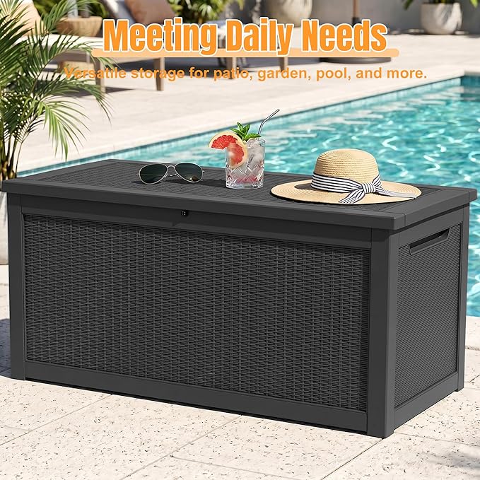 Outdoor Storage Box,320 Gallon Resin Deck Box,Waterproof & UV Resistant Lockable Package Delivery Bin,Toy Cabinet for Indoor & Outdoor