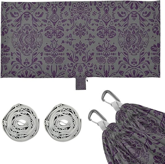 Grey Purple Pattern Camping Hammock, 330lbs Load Capacity, Comfortable Portable Hammock with Tree Straps for Outdoor, Backyard, Beac