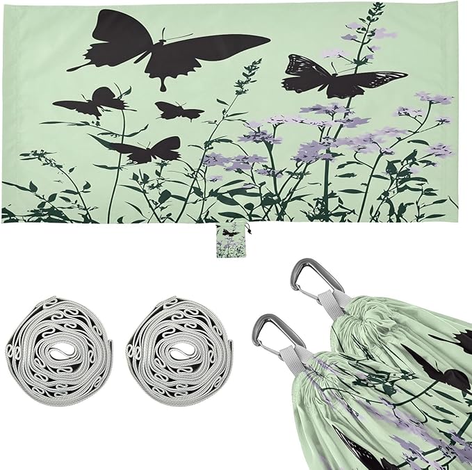 Hammocks for Outside Butterflies Wildflowers Camping Hammock Portable Hammocks with Tree Straps and Carry Bag Camping Accessories for Hiking Beach Outdoor