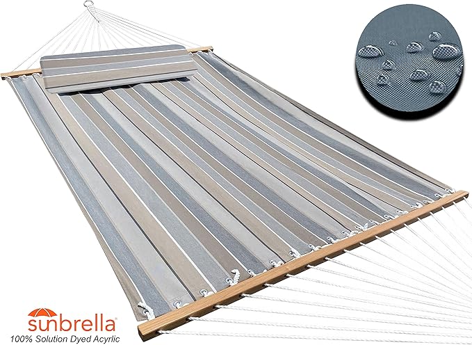Classic All-Weather Outdoor Hammock with Pillow Sunbrella® Fabric Deluxe Size (Milano Charcoal (#56079-0000))