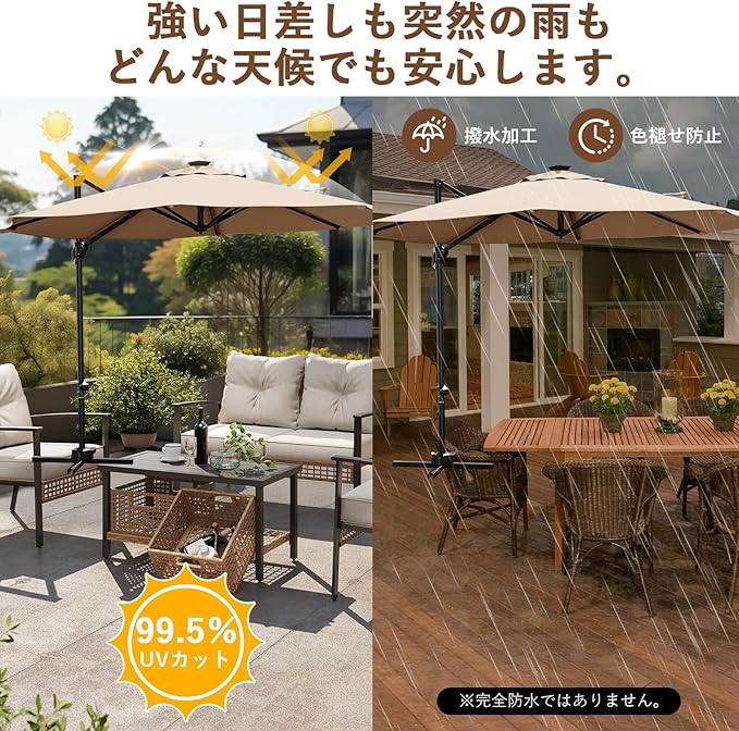 10ft Offset Cantilever Outdoor Umbrella – 360° Rotation, Windproof & Sun Blocking Shade, Rust-Resistant Aluminum Frame with Cross Base, Ideal for Garden, Deck, Pool and Backyard