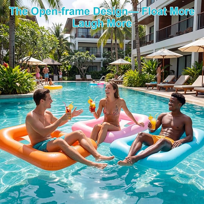 3 Pcs Inflatable Pool Hammock Float Swimming Float Lounge 4 Holes Adult Comfort Water Chair PVC Material for Swimming Pools Pool Toys Backyard Party Lakes