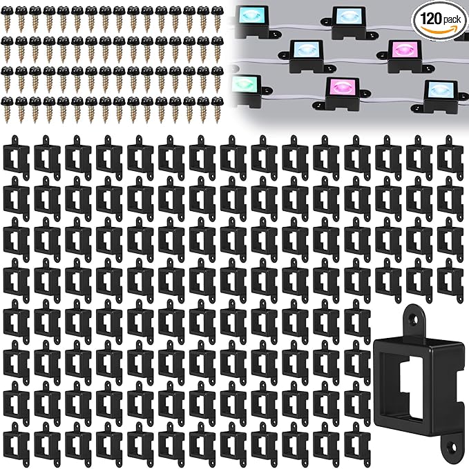 Beeveer 120 Light Clips for Govee H705 H805 with 240 Screws Mounting Clips Compatible with Govee Permanent Outdoor Lights Extension (Black)