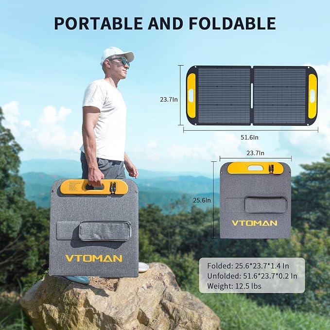 VTOMAN Jump 1800 Portable Power Station with 110W Solar Panel, 1548Wh LFP Battery 1800W AC Outlets (3600W Peak) /100W USB-C Output Fast Charge, Large Solar Generator for for Outdoor, Camping, Backup