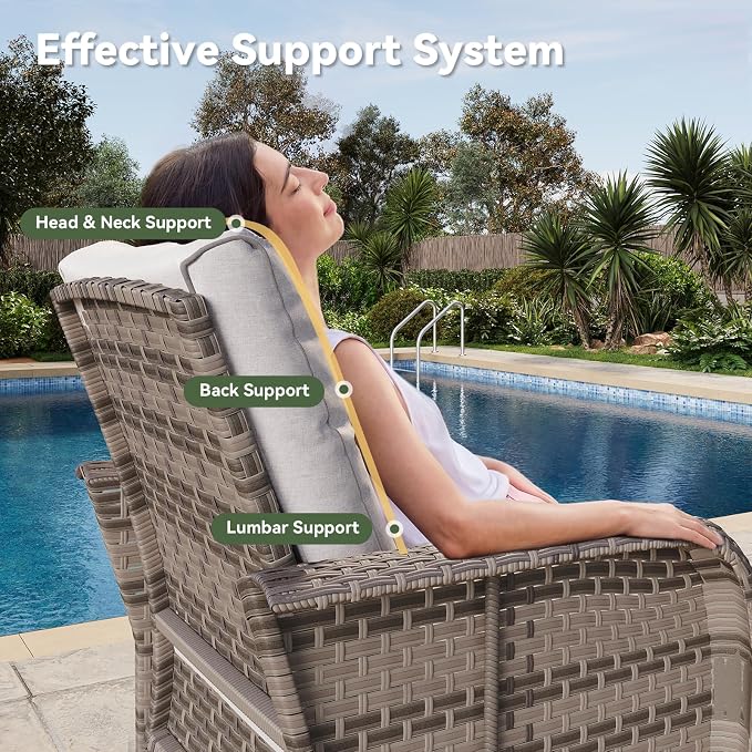 Aoxun 7-Piece Patio Furniture Set with Thick Cushions, Wicker Outdoor Sectional Sofa with High Back Swivel Rocker Chairs, Outdoor Patio Furniture Set with Coffee Table & Ottoman, Grey