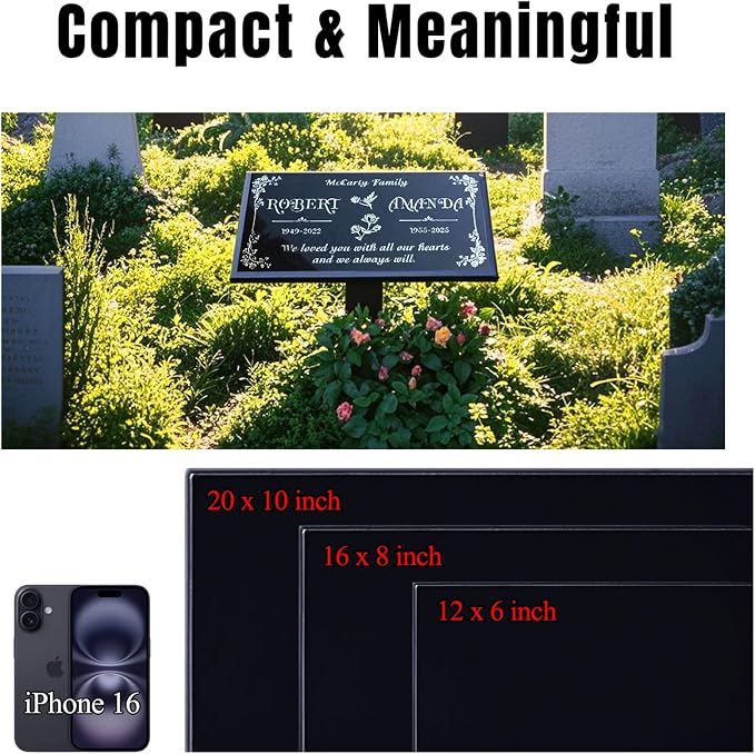 Headstones for Graves - Natural Granite Memorial Stone Custom Tombstones for Grave Stones Temporary Grave Marker for Cemetery for Humans