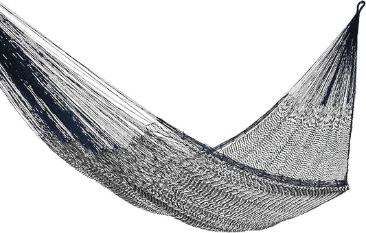NOVICA Blue Gray Nylon Hand Woven Mayan Rope 2 Person XL Hammock, 'Ocean Waves' (Double)
