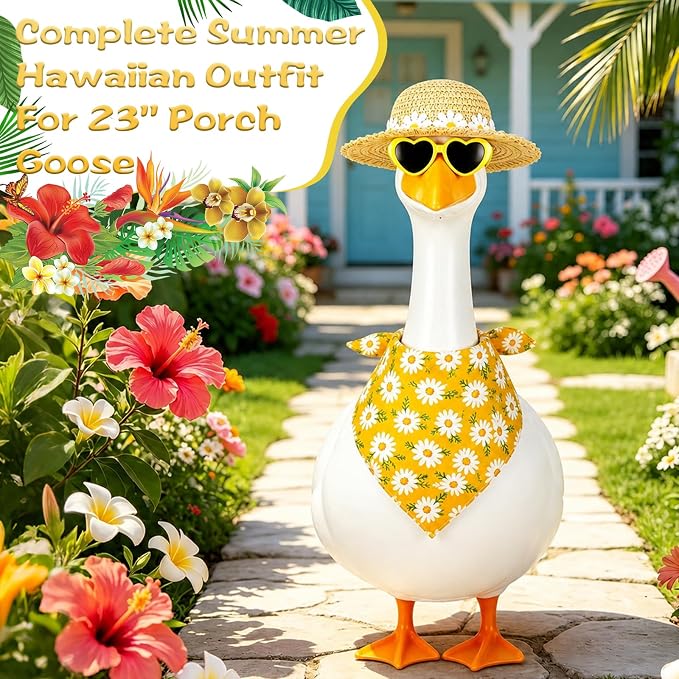 Porch Goose Summer Outfit,Hsummer Porch Goose Outfit,Porch Goose Bikini,Summer Garden Lawn Patio Yard Outdoor Decor (Sunflower Yellow)