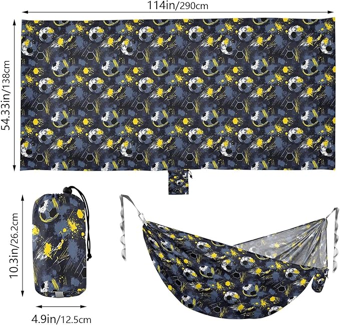 Camping Hammock Outdoor Hammocks for Outside Grunge Football Beach Trees Portable Lightweight with Pockets Tree Straps Indoor