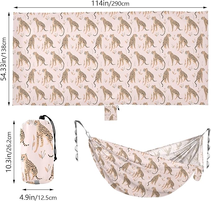 Portable Single Hammock Cheetah and Plants Garden Yard Outdoor Hammocks