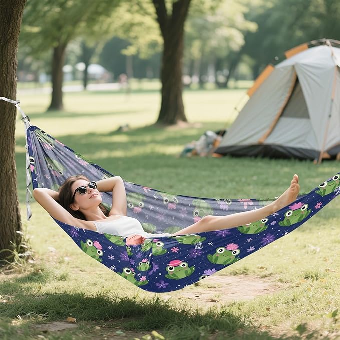 Camping Hammock Outdoor Hammocks for Outside Frog Flower Beach Trees Portable Lightweight with Pockets Tree Straps Indoor