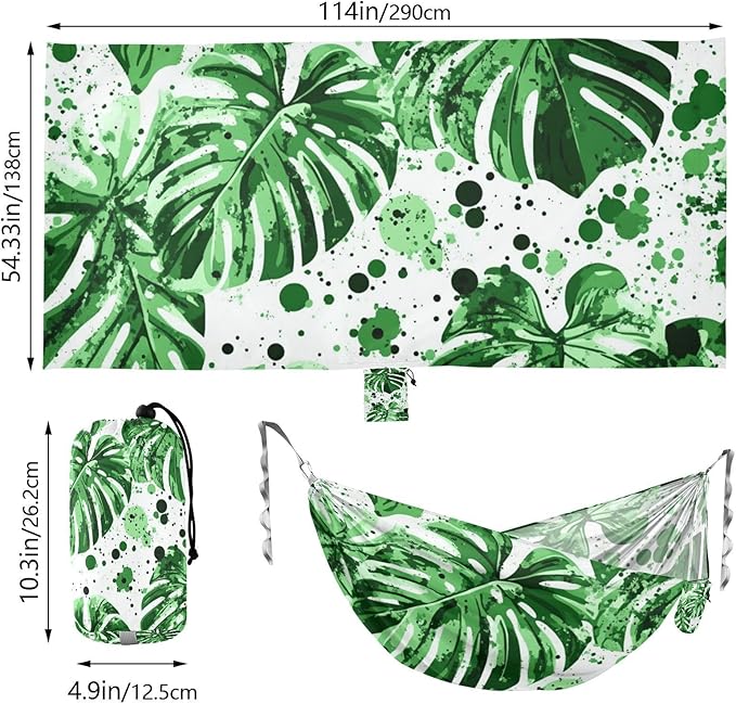 Green Leaves Camping Hammock Fabric for Outside Patio Garden