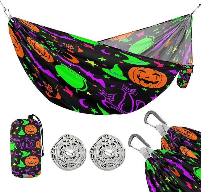 Hammocks for Outside Halloween Elements Camping Hammock Portable Hammocks with Tree Straps and Carry Bag Camping Accessories for Hiking Beach Outdoor