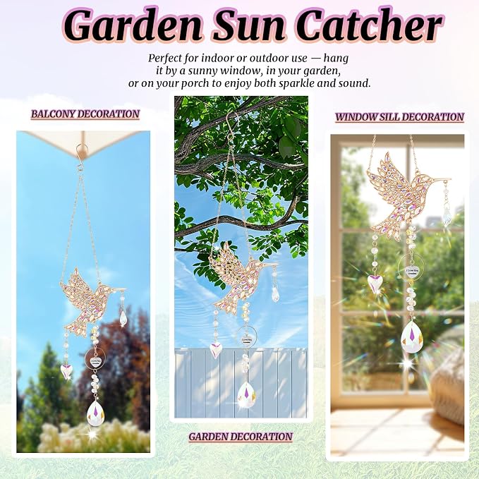 Hummingbird Gifts for Grandma, Hanging Window Sun Catchers for Outdoor Garden Decor, Hummingbird Decorations for Home, Mothers Day Birthday Grandma Nana Gifts