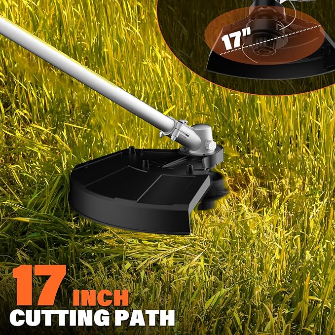 MAXLANDER 26cc Gas Weed Wacker, 4-in-1 Multi Garden Tools, String Trimmer 17", Pole Saw 8", Hedge Trimmer 16", and Brush Cutter Blade 10", with Rubber Handle & Shoulder Strap Included for Yard Care