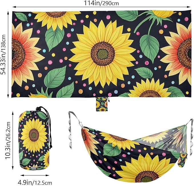 Sunflower Colorful Pearl Girasol 330lb Capacity Hammocks for Camping with Tree Straps Tree Hammock for Camping & Hiking Essential hamaca inflable para Piscina